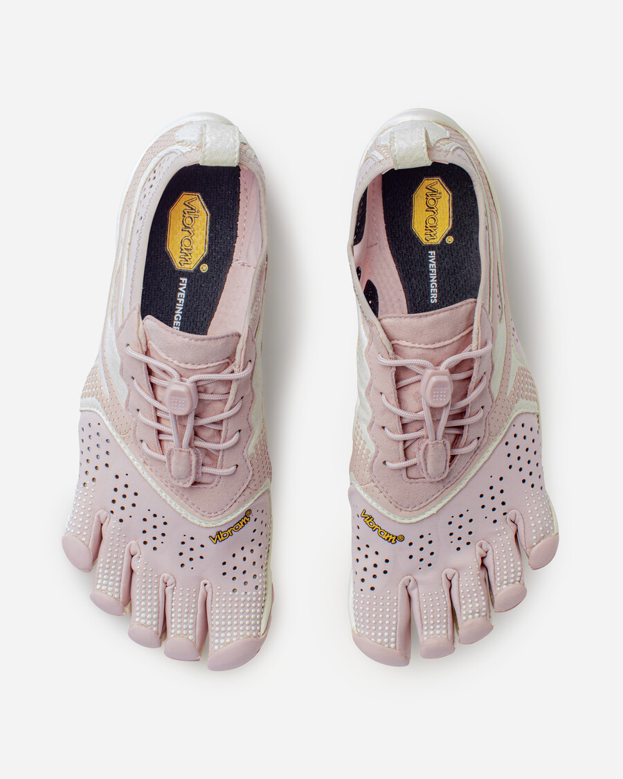 v-run damesschoenen in stoffig roze