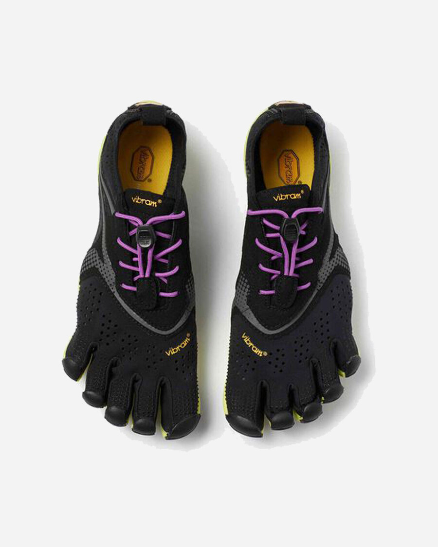 v-run damesschoenen in zwartgeelpaars