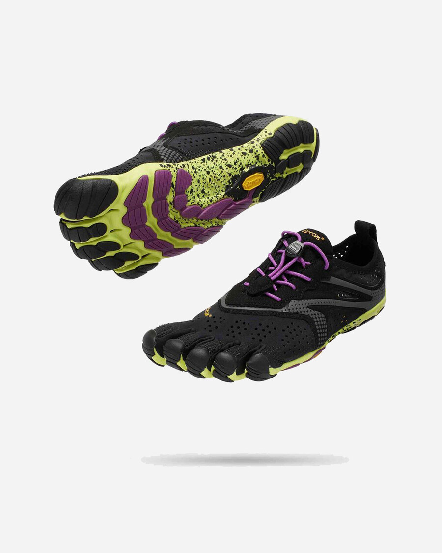 v-run damesschoenen in zwartgeelpaars